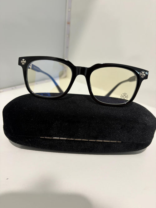 Black and Silver Chromeheart cross and flower glasses (W/ BLUE LIGHT!)