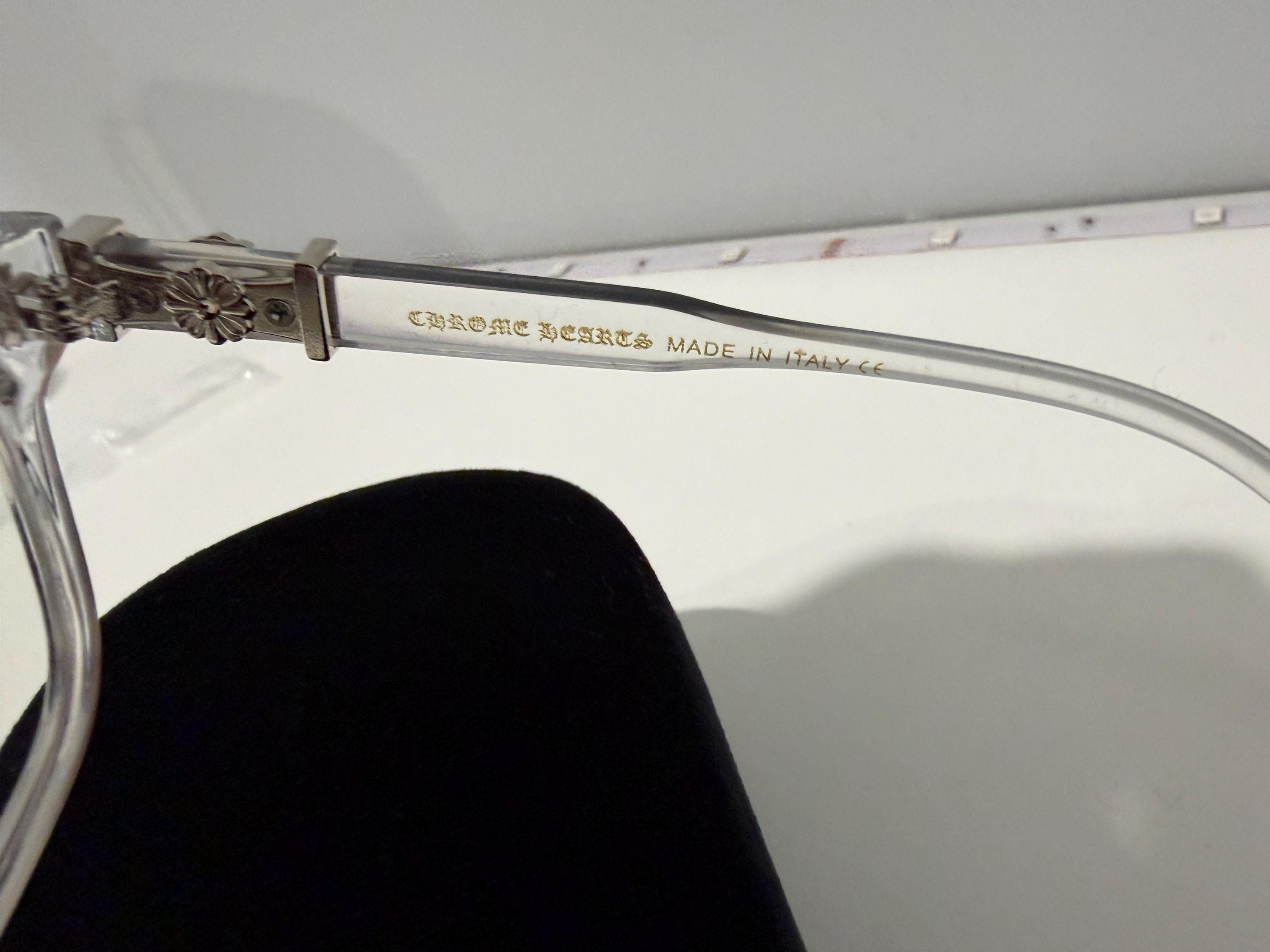 Chromeheart clear silver cross & flower glasses (with blue light tint!!!)