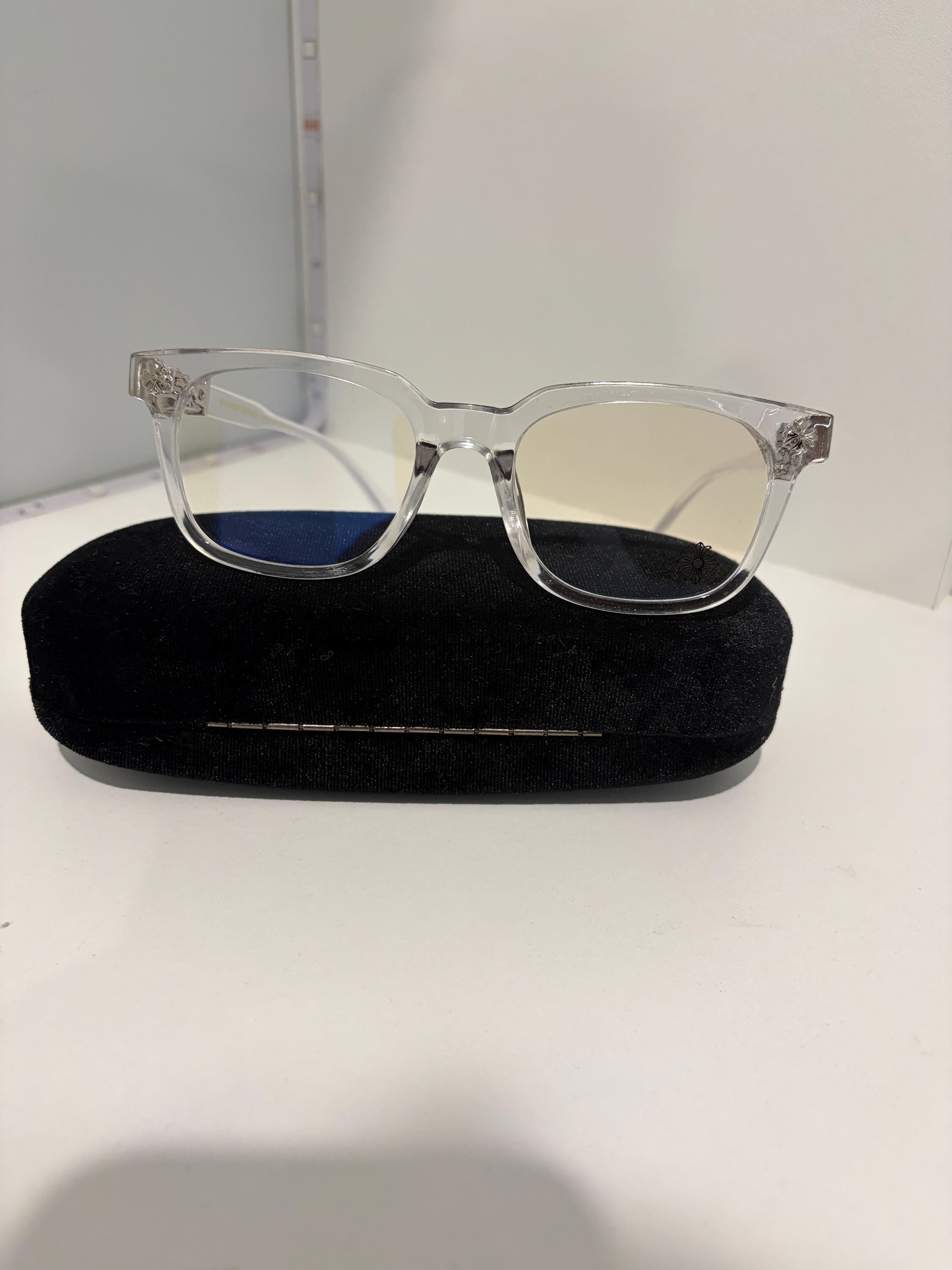 Chromeheart clear silver cross & flower glasses (with blue light tint!!!)